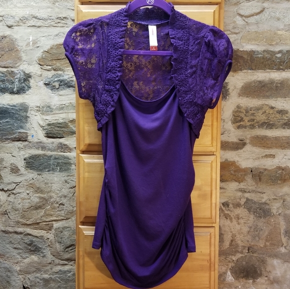 No Boundaries Tops - SOLD/No Boundaries Purple Vested Blouse